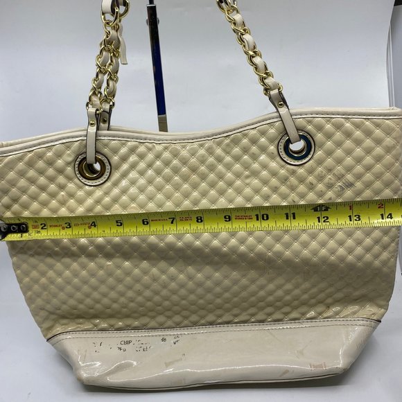 ANNE KLEIN Tan Cream Quilted Leather Tote Bag - Picture 6 of 10